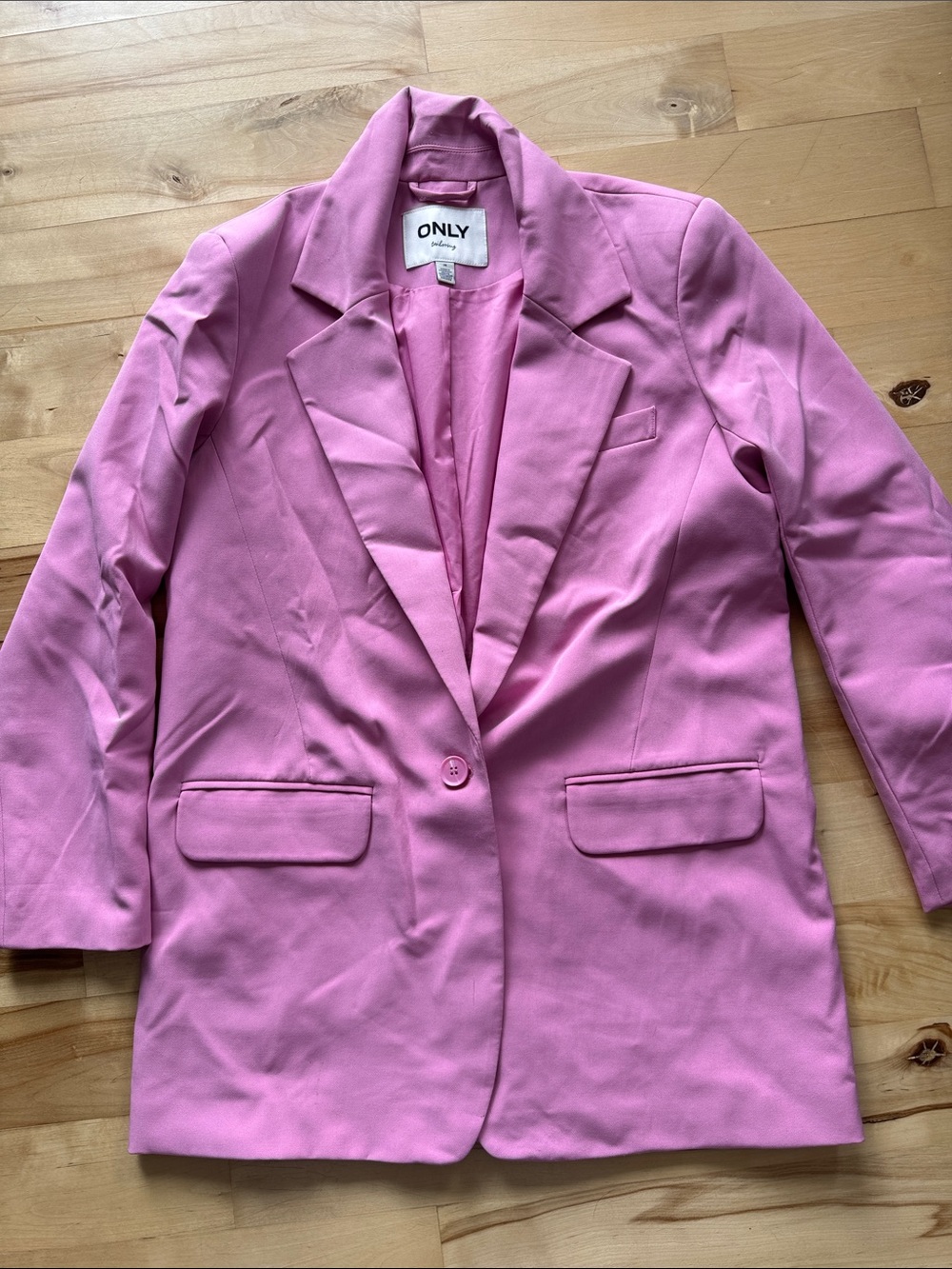ONLY Pink Longline Single-Button Blazer
